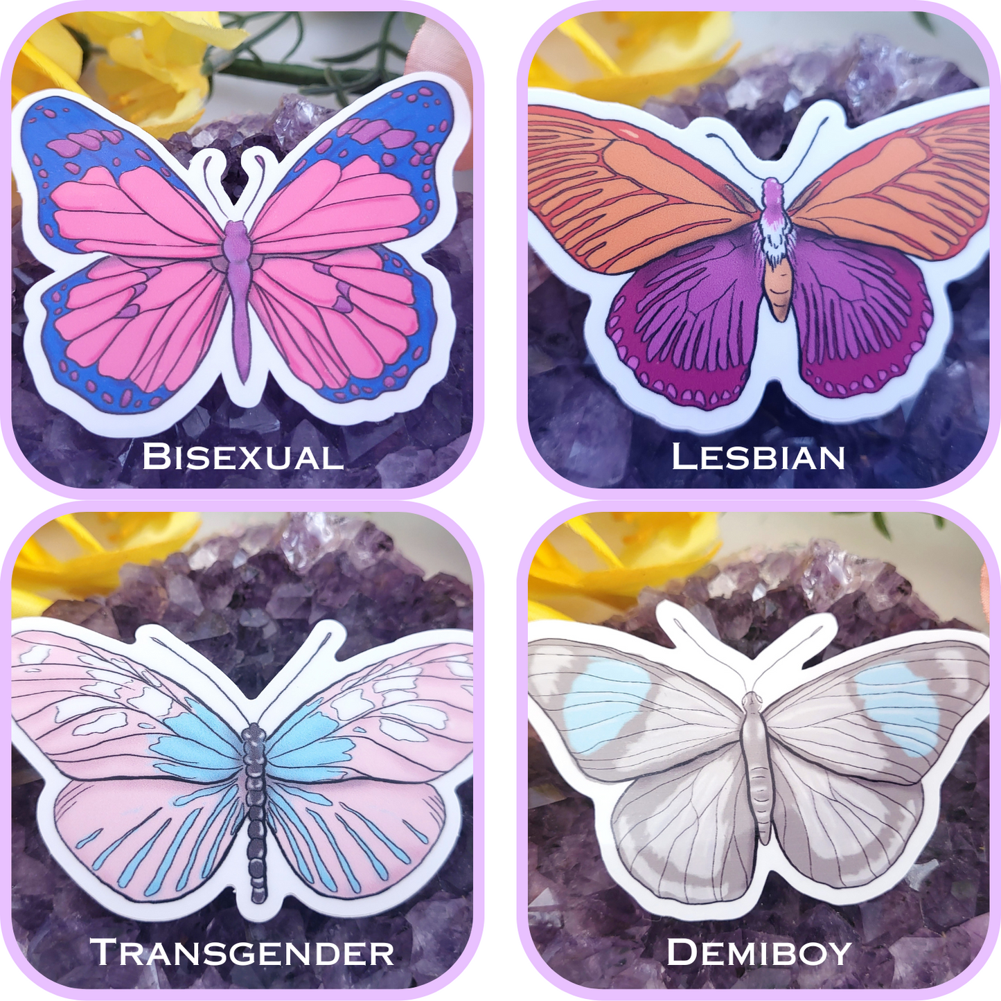 Pride Flag Butterfly Vinyl Stickers