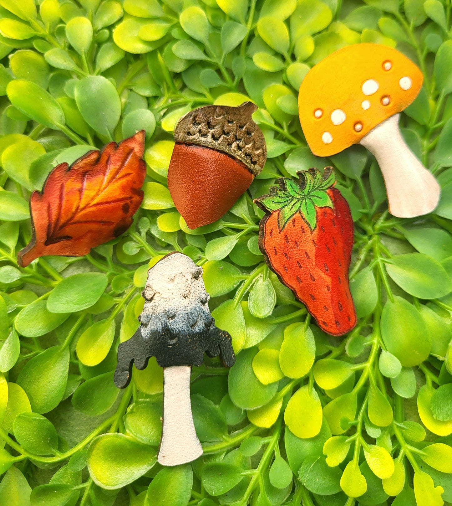 Inky Cap Mushroom Leather Pin