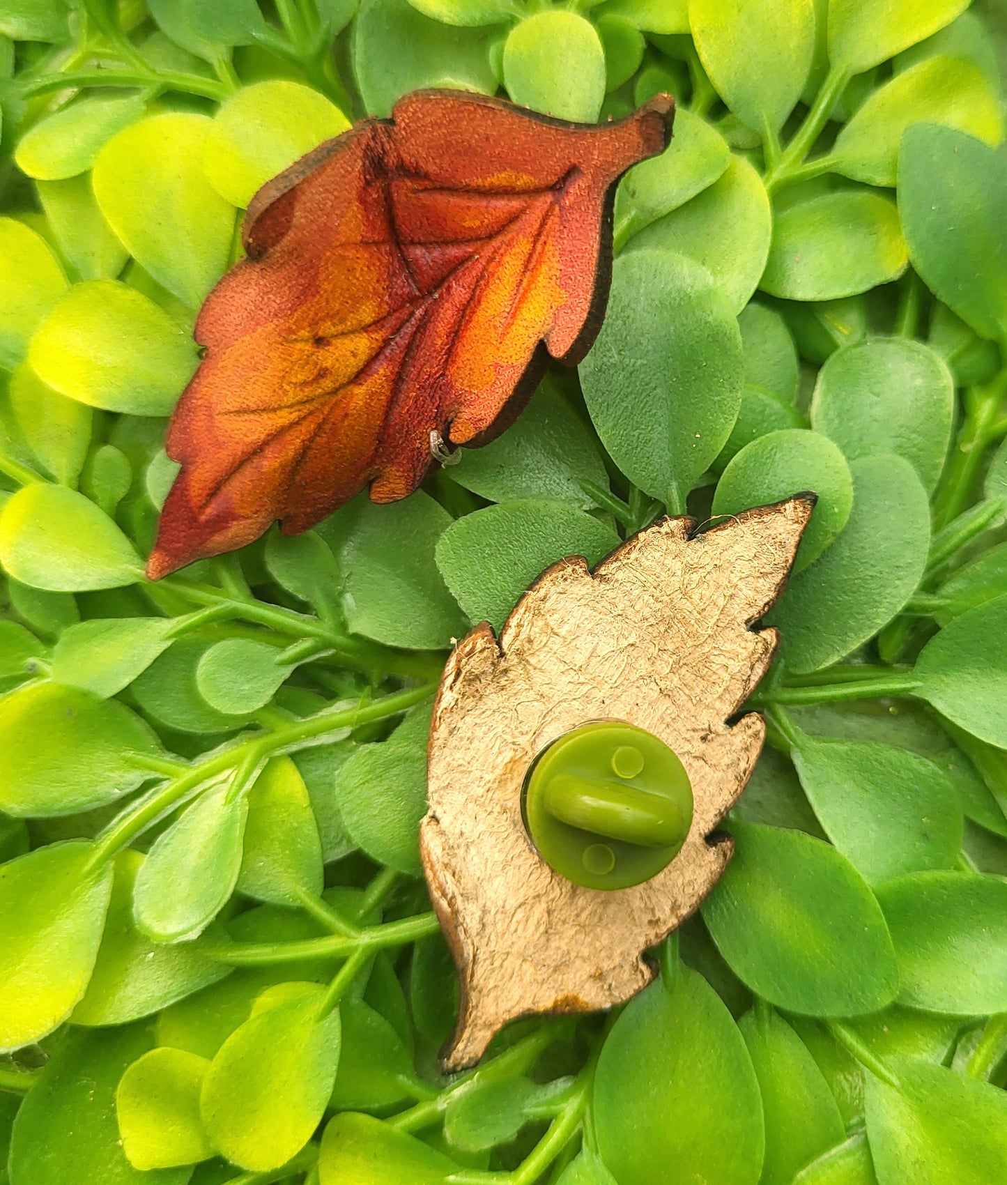 Mini Birch Leaf Leather Pin