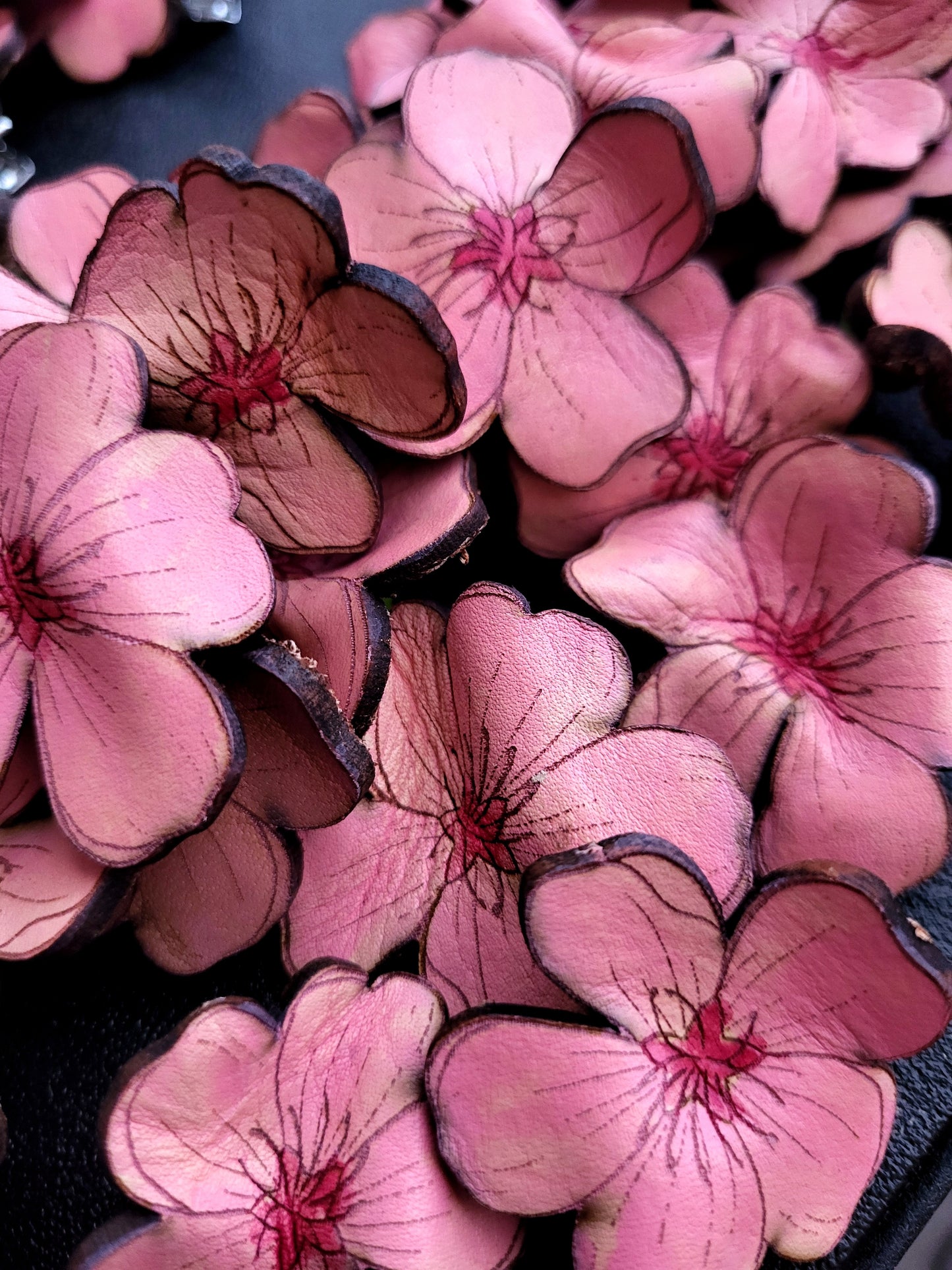 Cherry Blossom Leather Pin