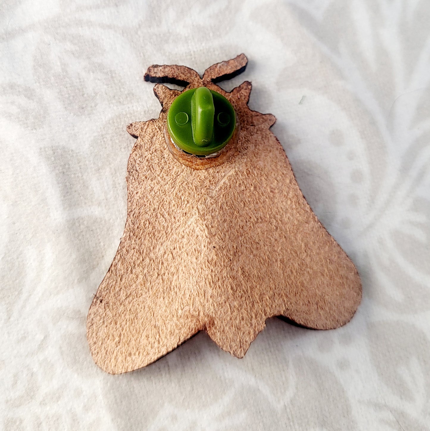 Rosy Maple Moth Leather Nature Art Animal Pin