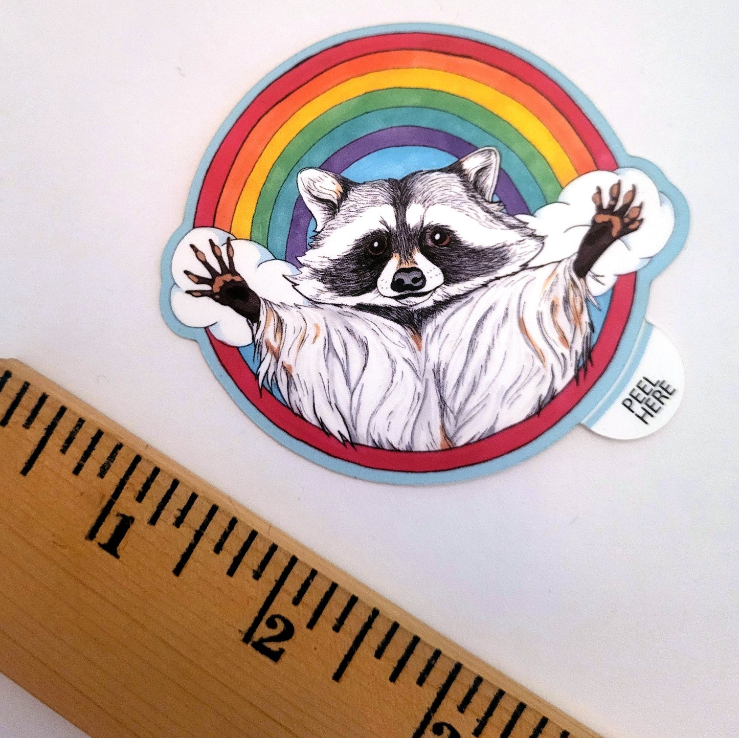 Jazz Hands Rainbow Raccoon Vinyl Art Sticker