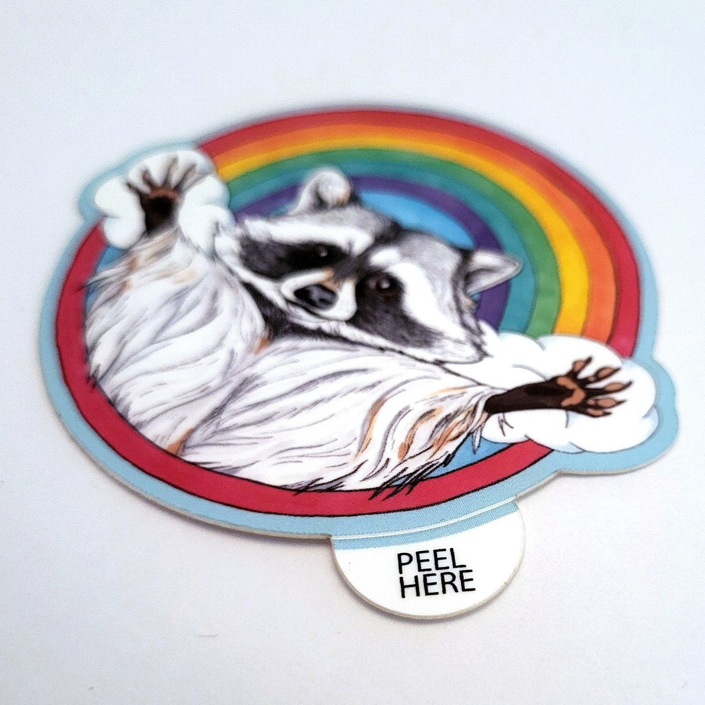 Jazz Hands Rainbow Raccoon Vinyl Art Sticker