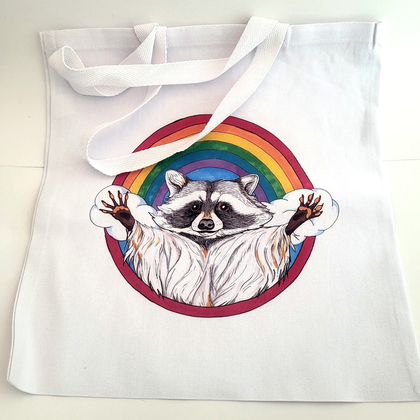 Rainbow Raccoon Tote Bag