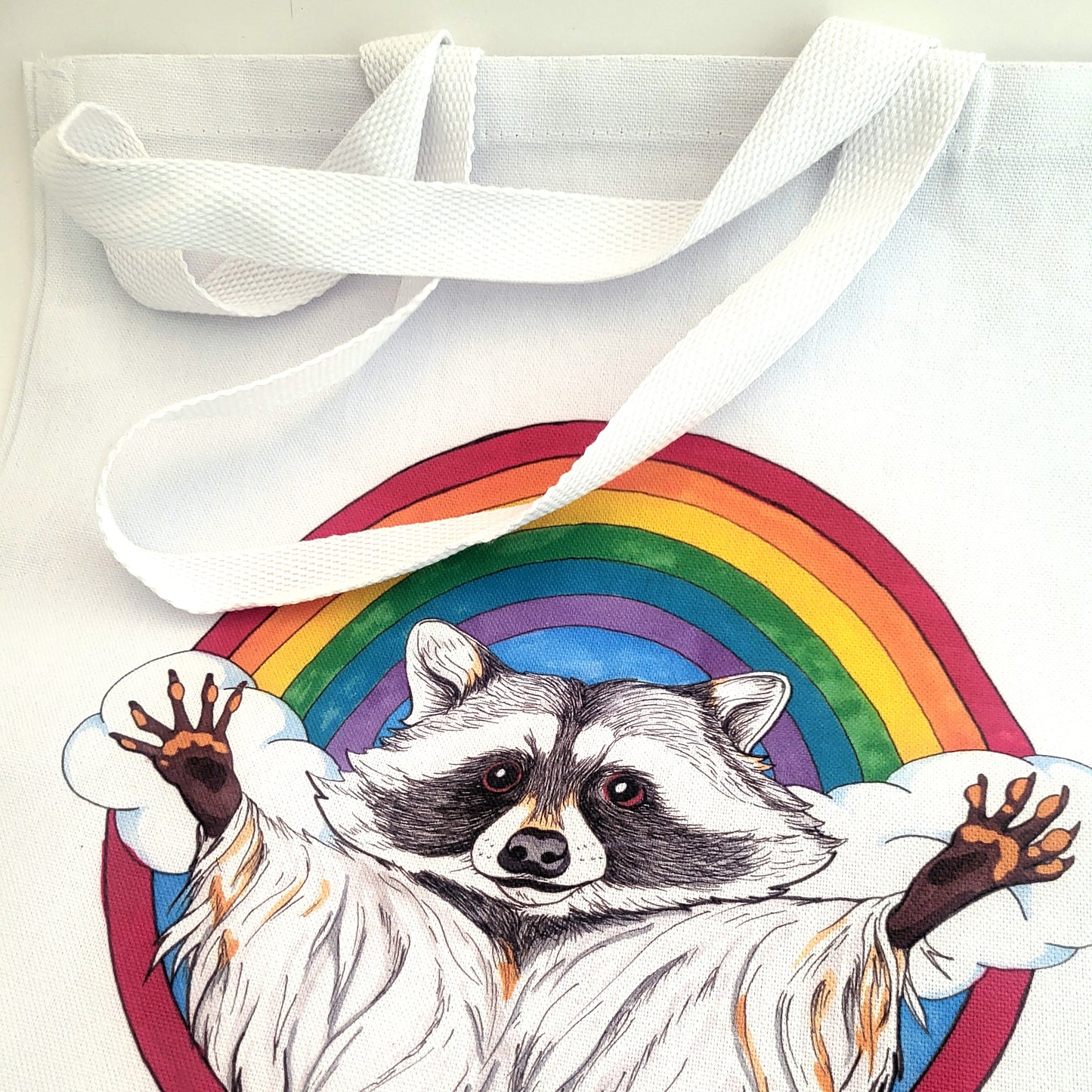 Rainbow Raccoon Tote Bag