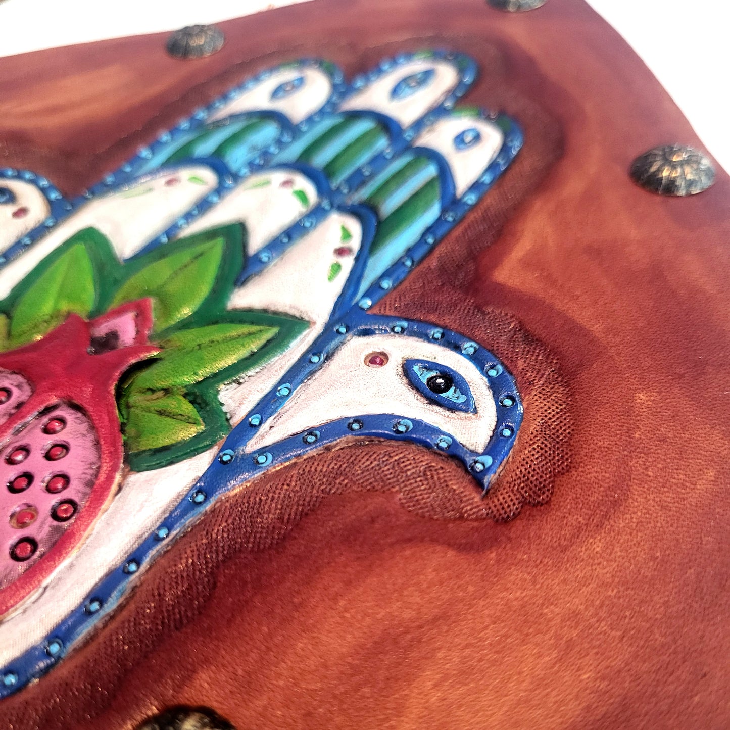 Pomegranate Hamsa Original Leather Art