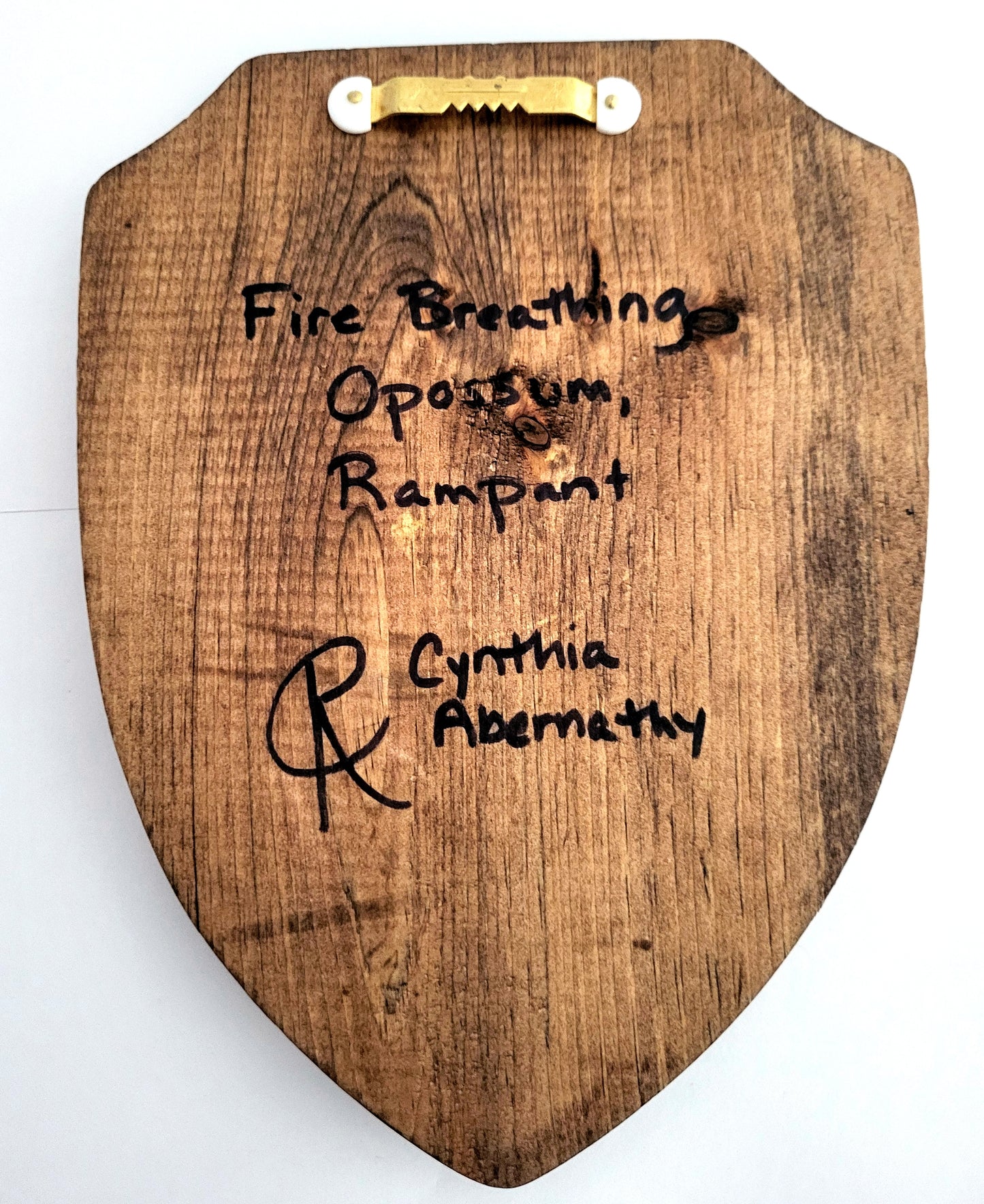 Fire-Breathing Opossum, Rampant Original Leather Art