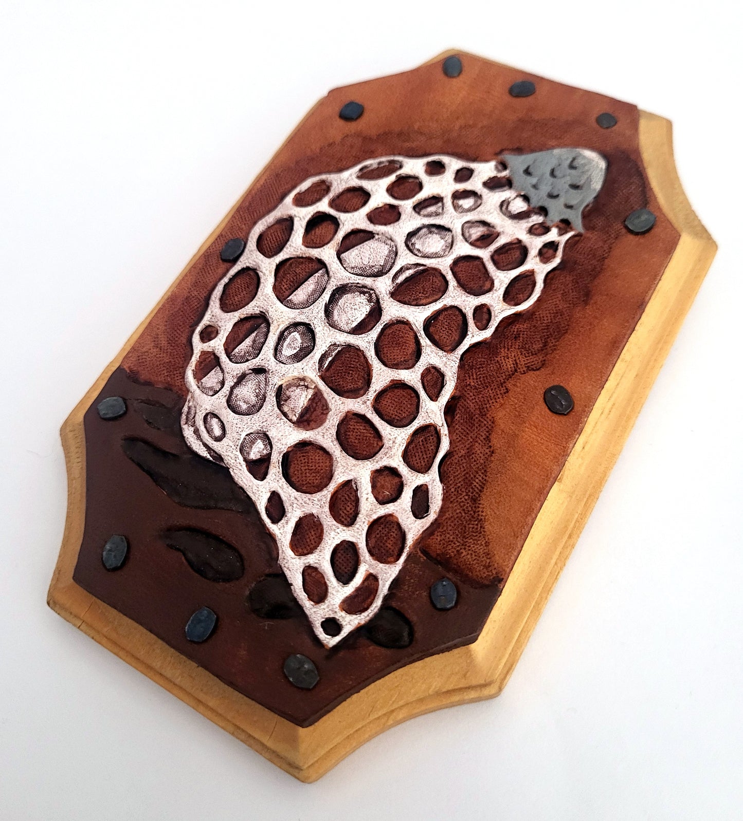 Bridal Veil Stinkhorn Original Leather Mushroom Art