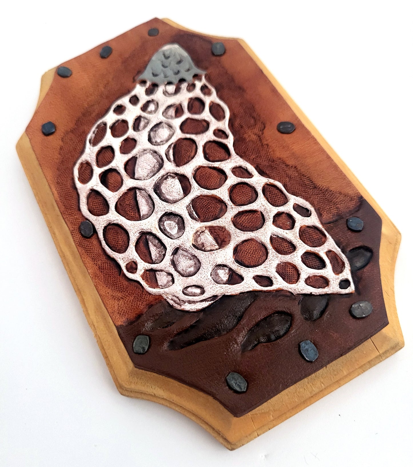 Bridal Veil Stinkhorn Original Leather Mushroom Art