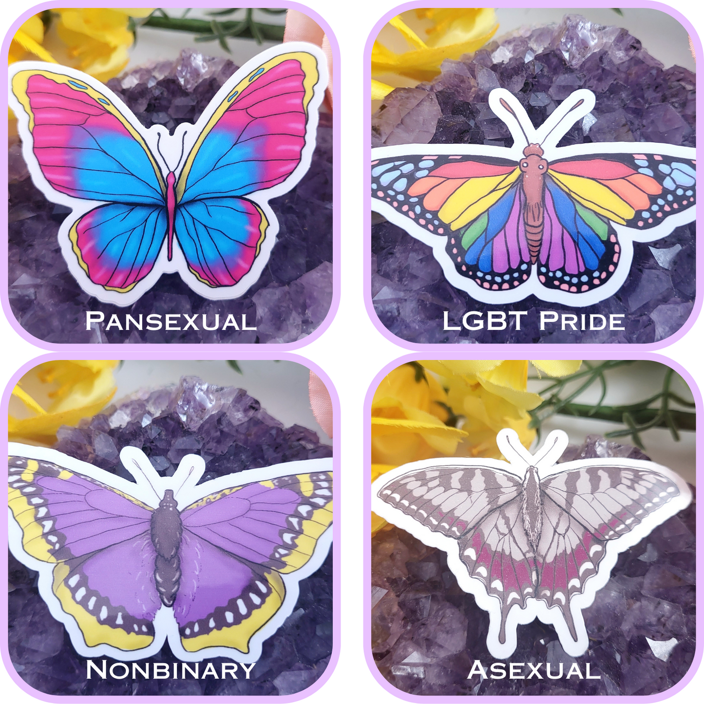 Pride Flag Butterfly Vinyl Stickers