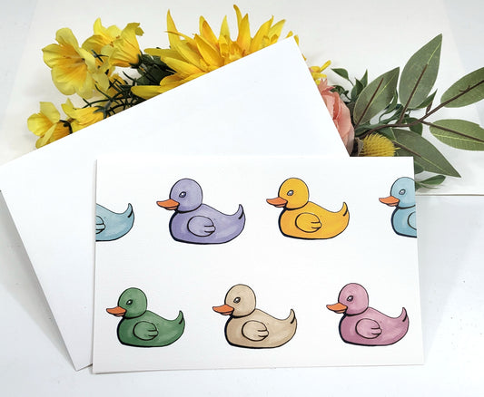 Colorful Duckies Greeting Card
