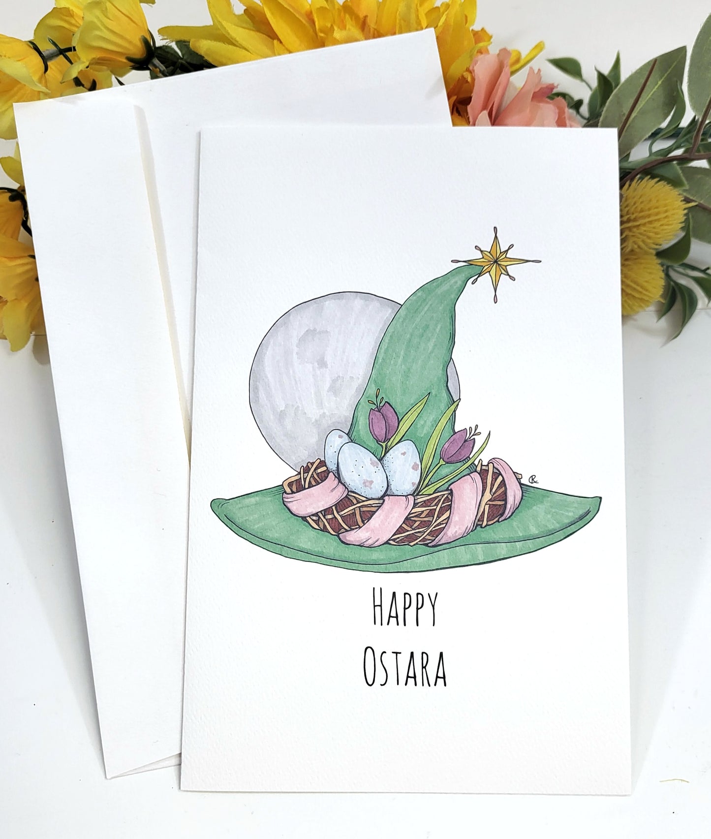 Ostara Witch Hat Greeting Card