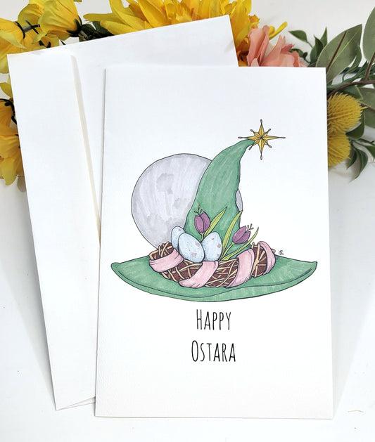 Ostara Witch Hat Greeting Card