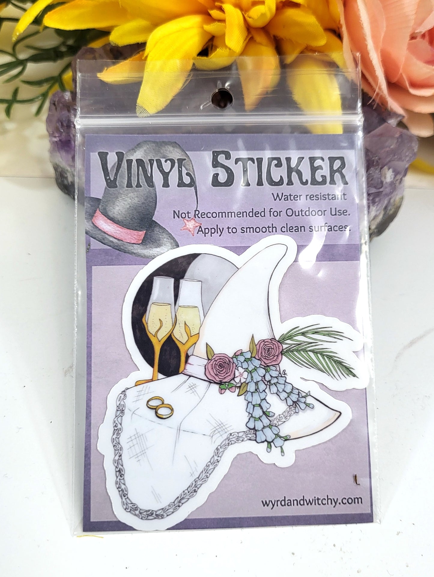 Wedding Witch Hat Vinyl Sticker
