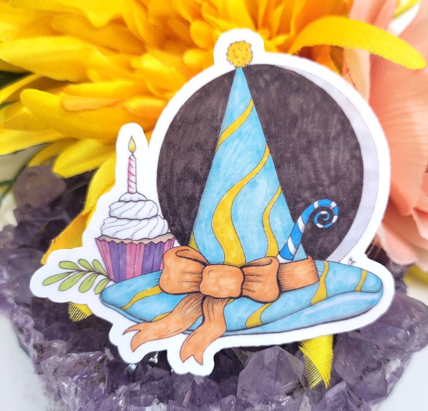 Birthday Witch Hat Vinyl Sticker