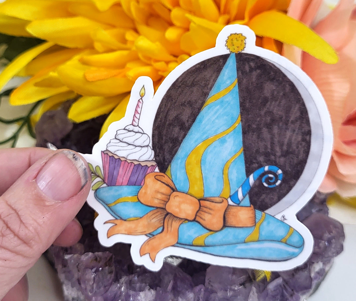 Birthday Witch Hat Vinyl Sticker