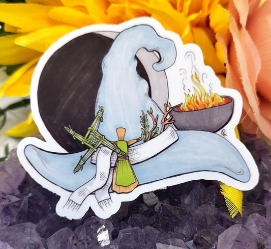 Imbolc Witch Hat Vinyl Sticker
