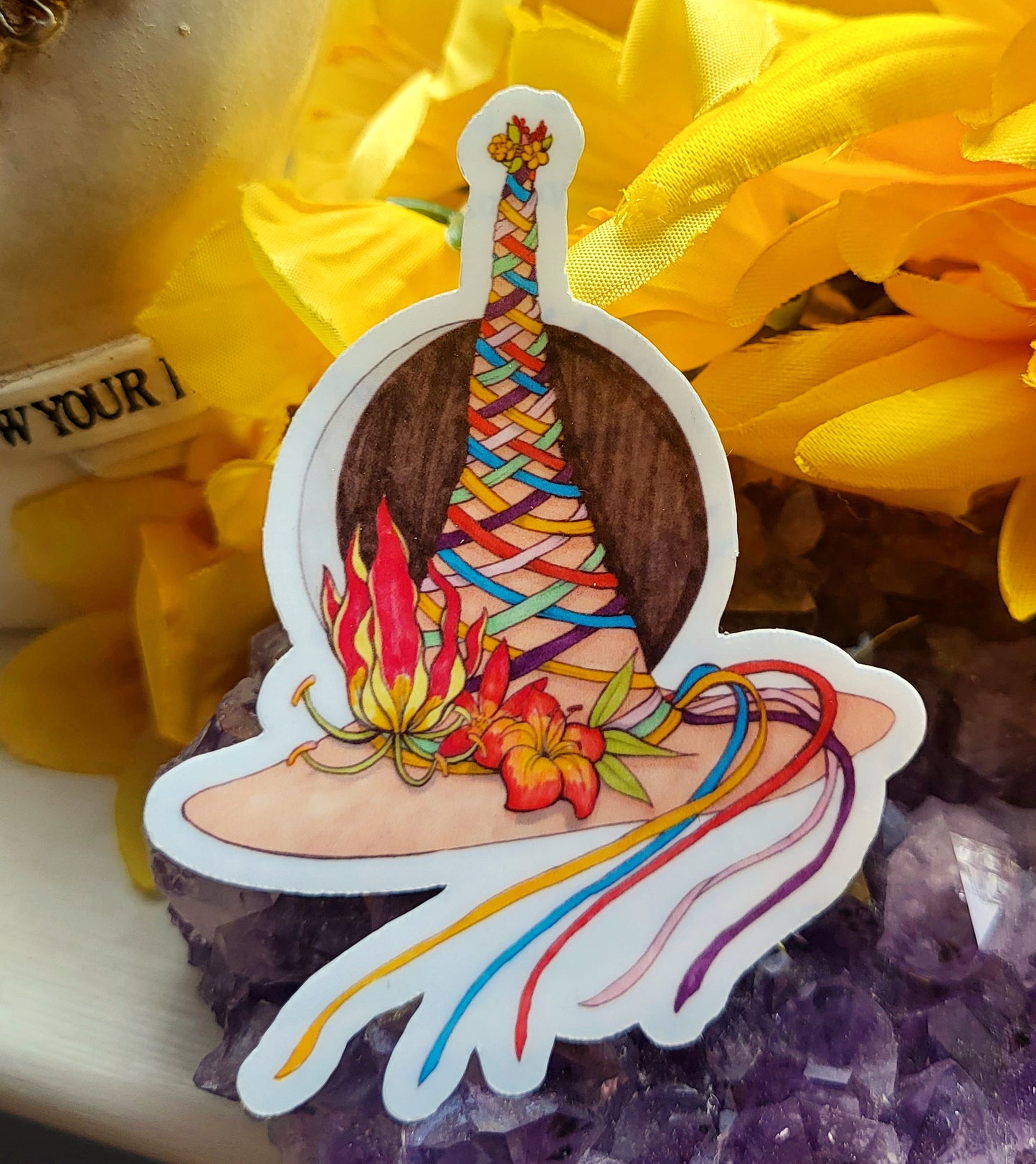 Beltane May Day Witch Hat Vinyl Sticker