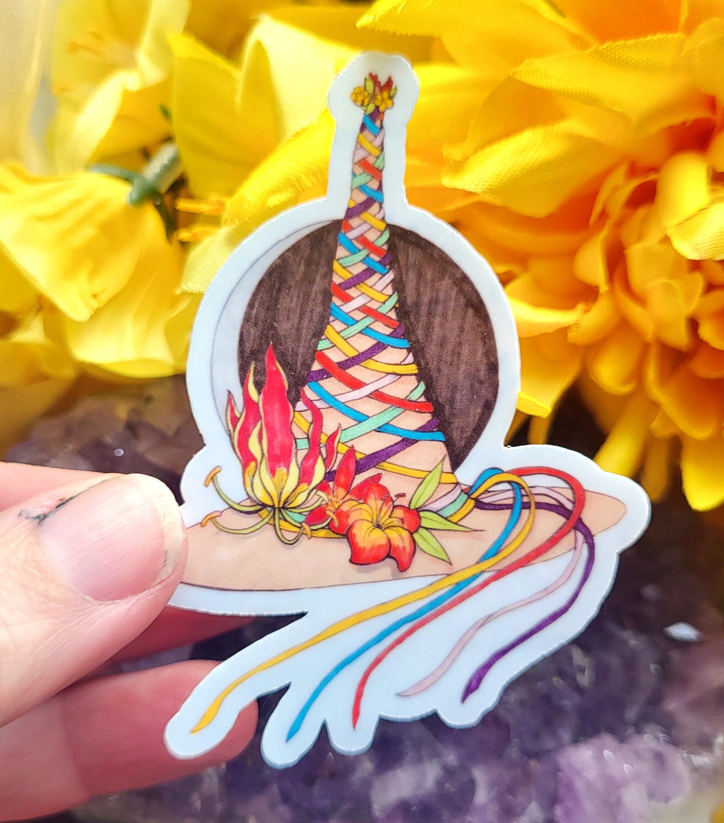 Beltane May Day Witch Hat Vinyl Sticker