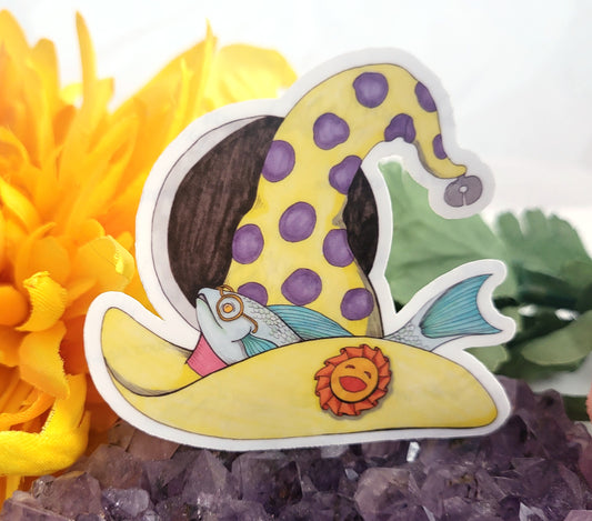 April Fool's Day Witch Hat Vinyl Sticker