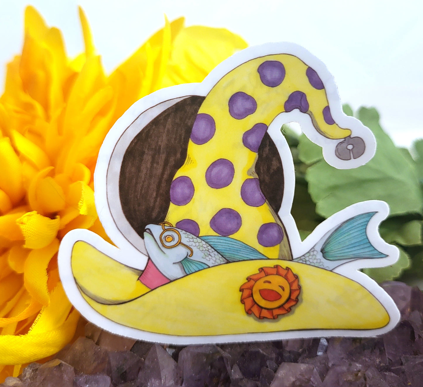 April Fool's Day Witch Hat Vinyl Sticker