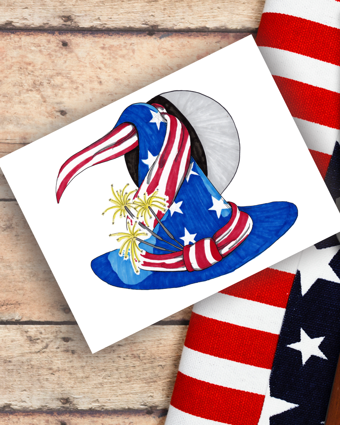 Independence Day Witch Hat Art Print