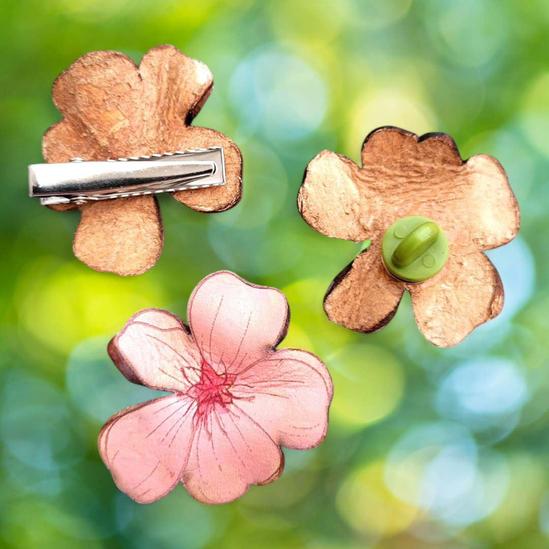 Cherry Blossom Leather Pin