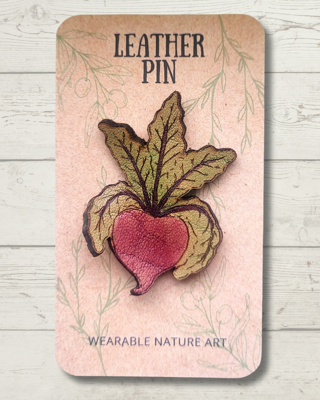 Beet Vegetable Leather Pin
