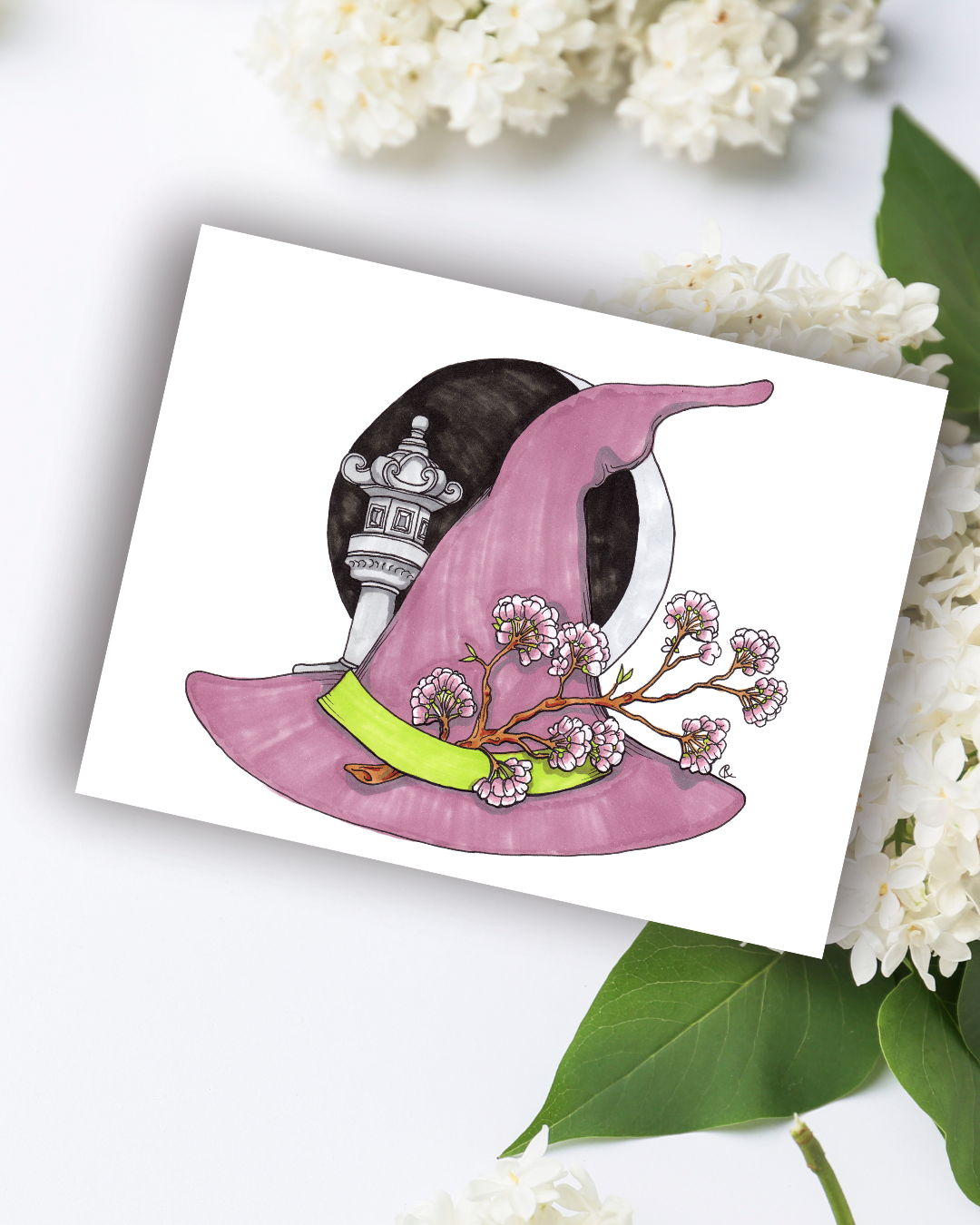 Cherry Blossom Festival Witch Hat Art Print