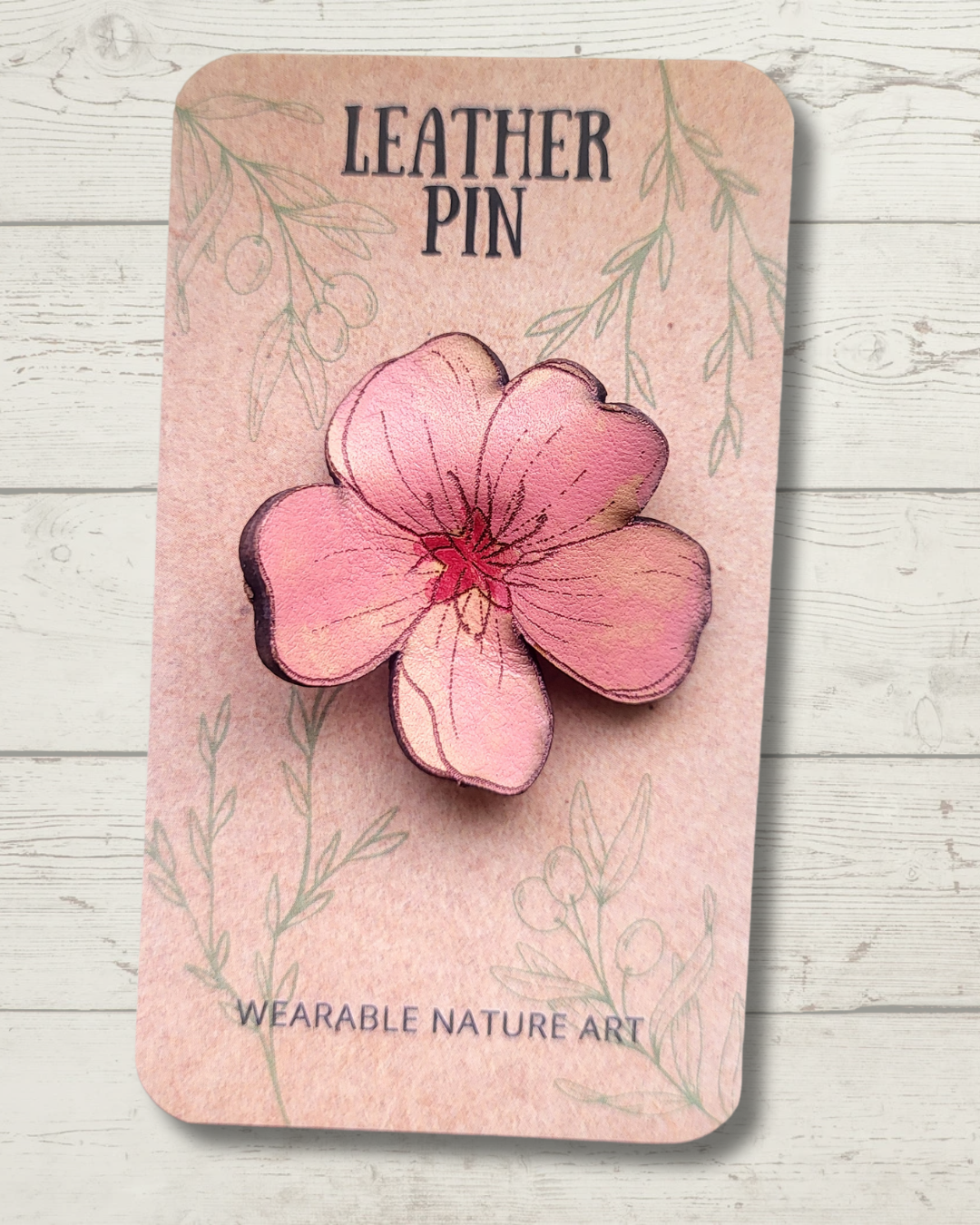 Cherry Blossom Leather Pin