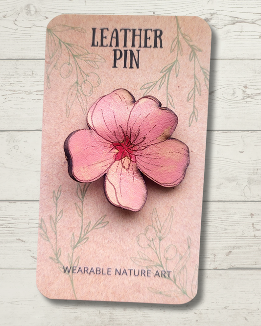 Cherry Blossom Leather Pin