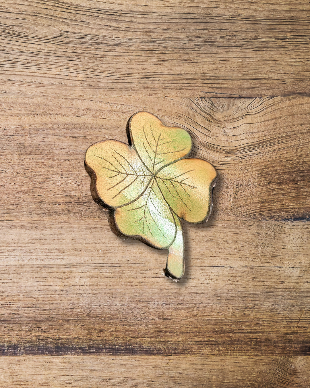 Four Leaf Clover Leather Pin