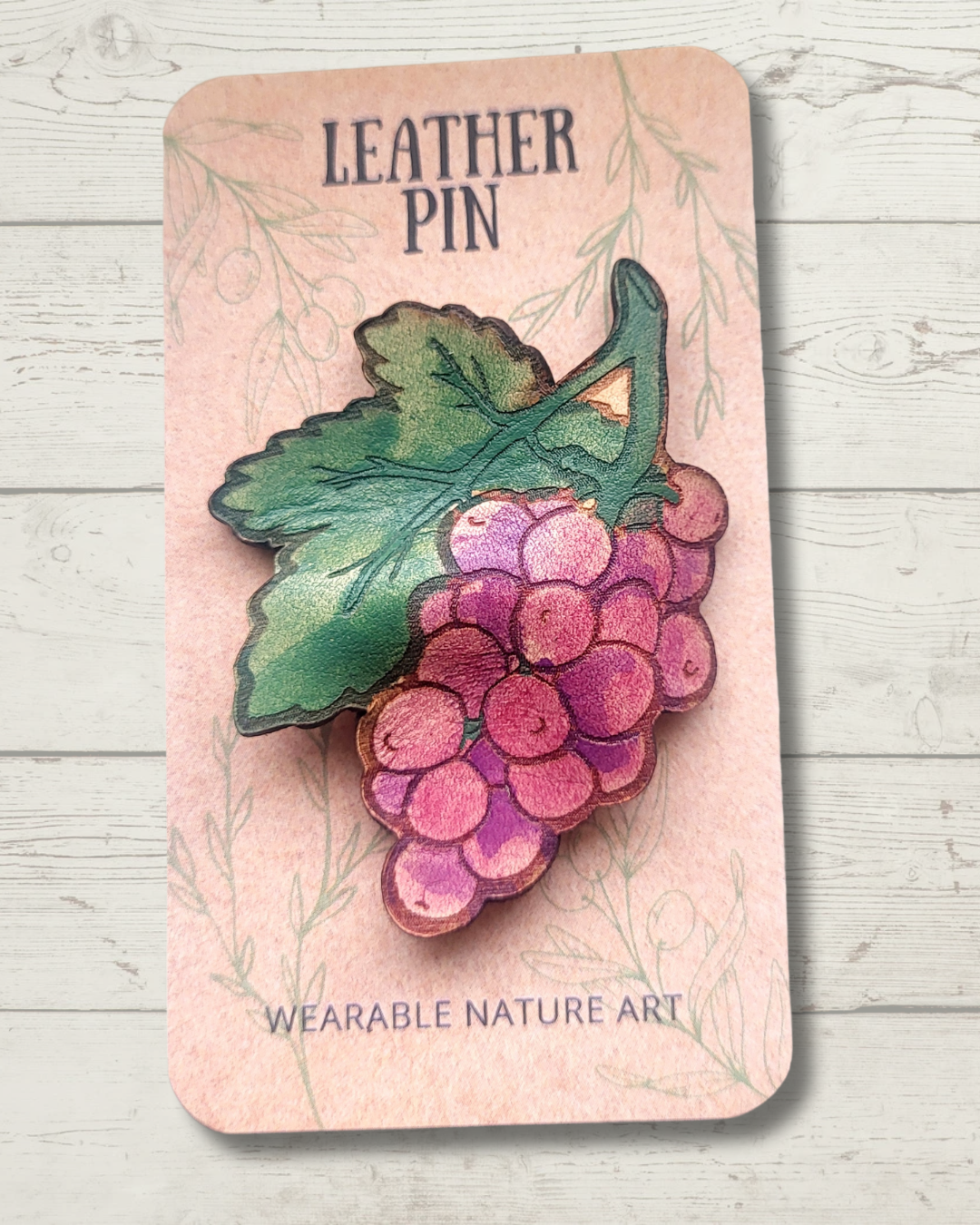 Bunch of Grapes Leather Pin