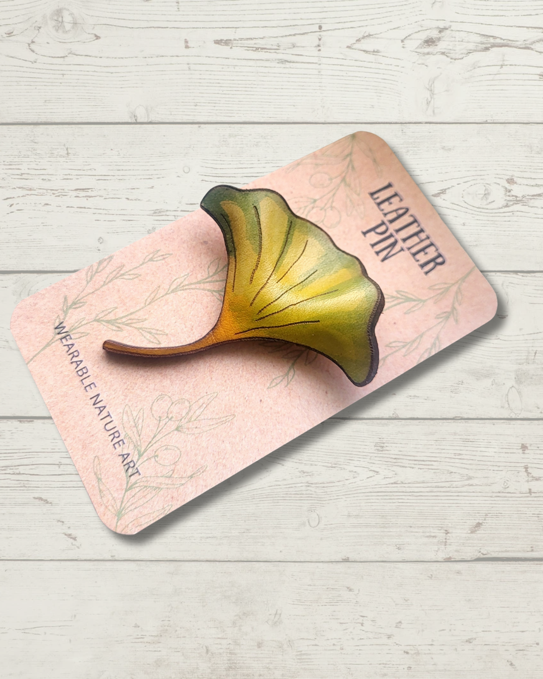 Gingko Leaf Leather Pin
