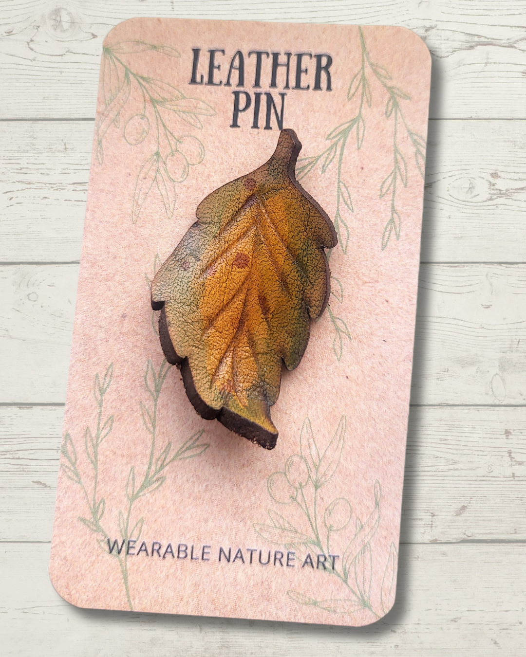 Mini Birch Leaf Leather Pin