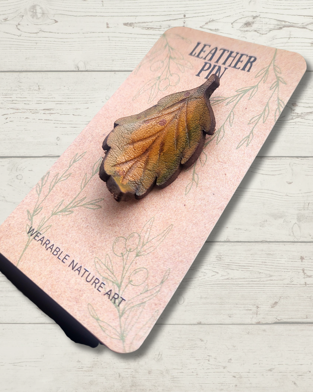 Mini Birch Leaf Leather Pin