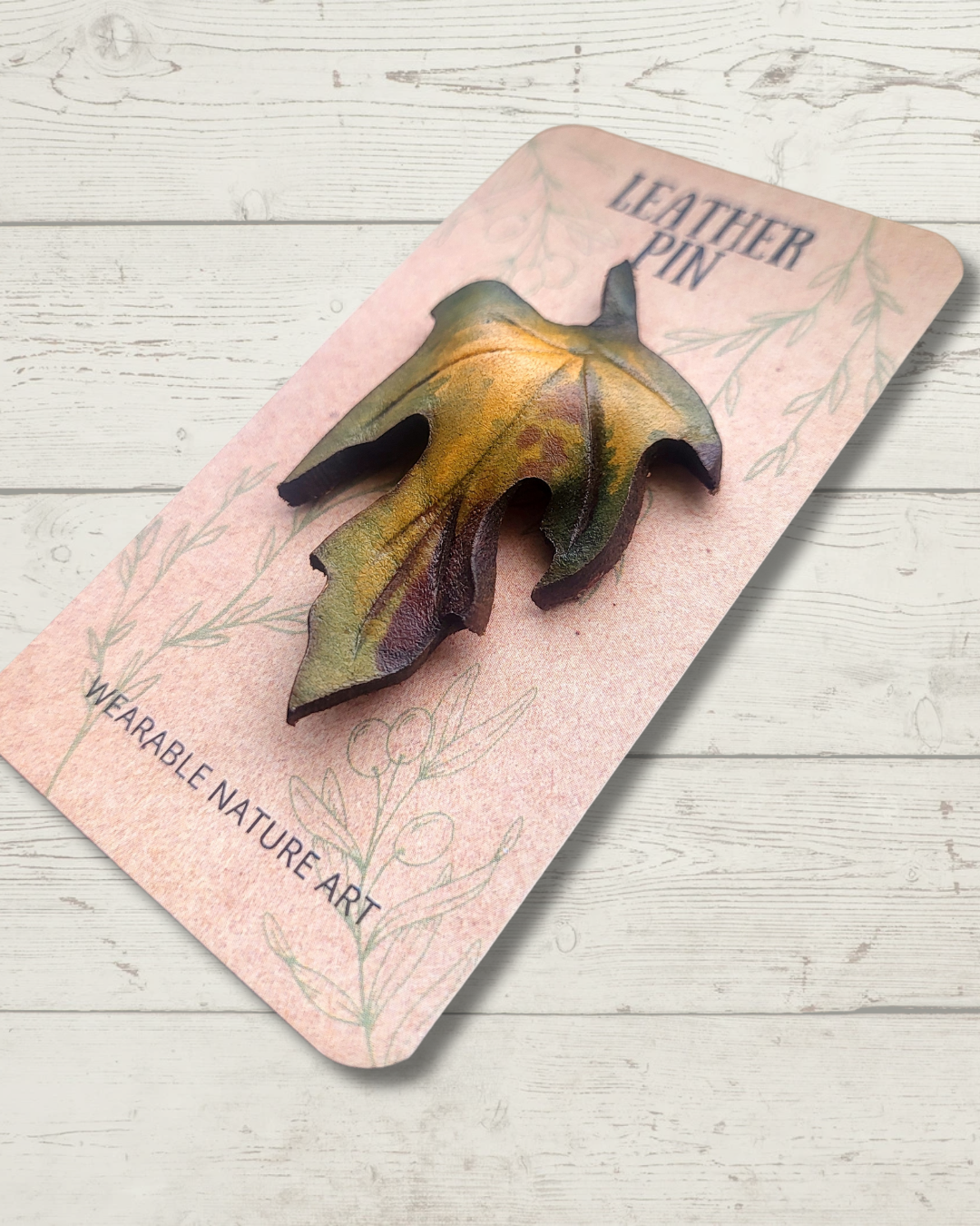 Mini Maple Leaf Leather Pin