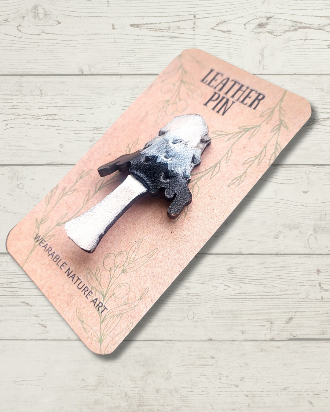 Inky Cap Mushroom Leather Pin
