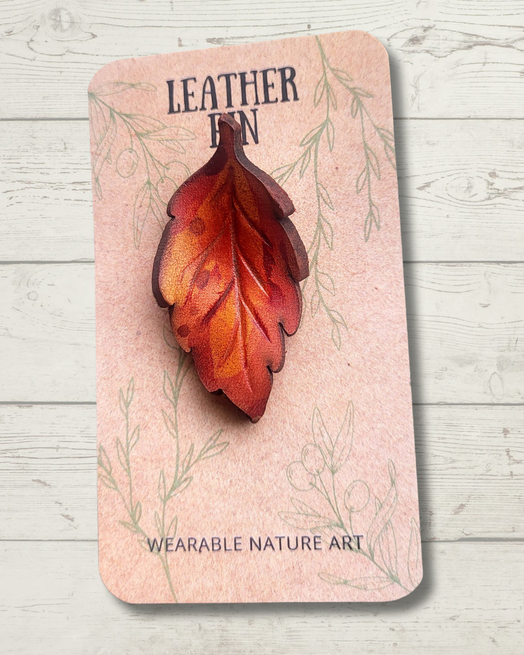 Mini Birch Leaf Leather Pin