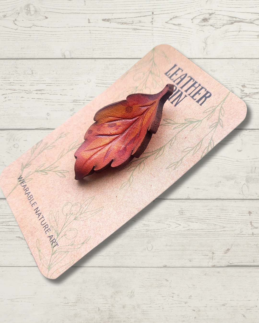 Mini Birch Leaf Leather Pin