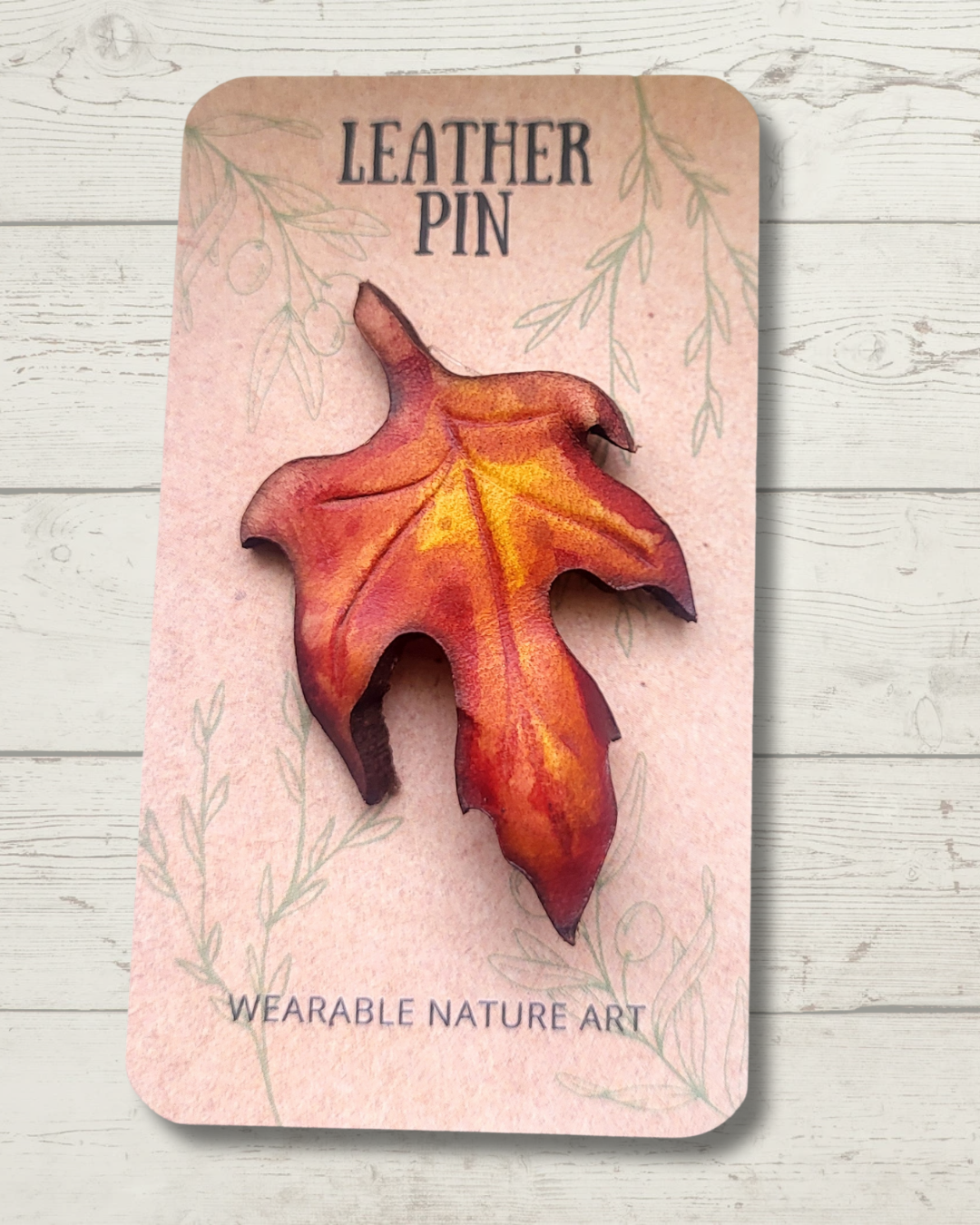 Mini Maple Leaf Leather Pin