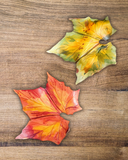 Sycamore Leaf Leather Hair Barrette