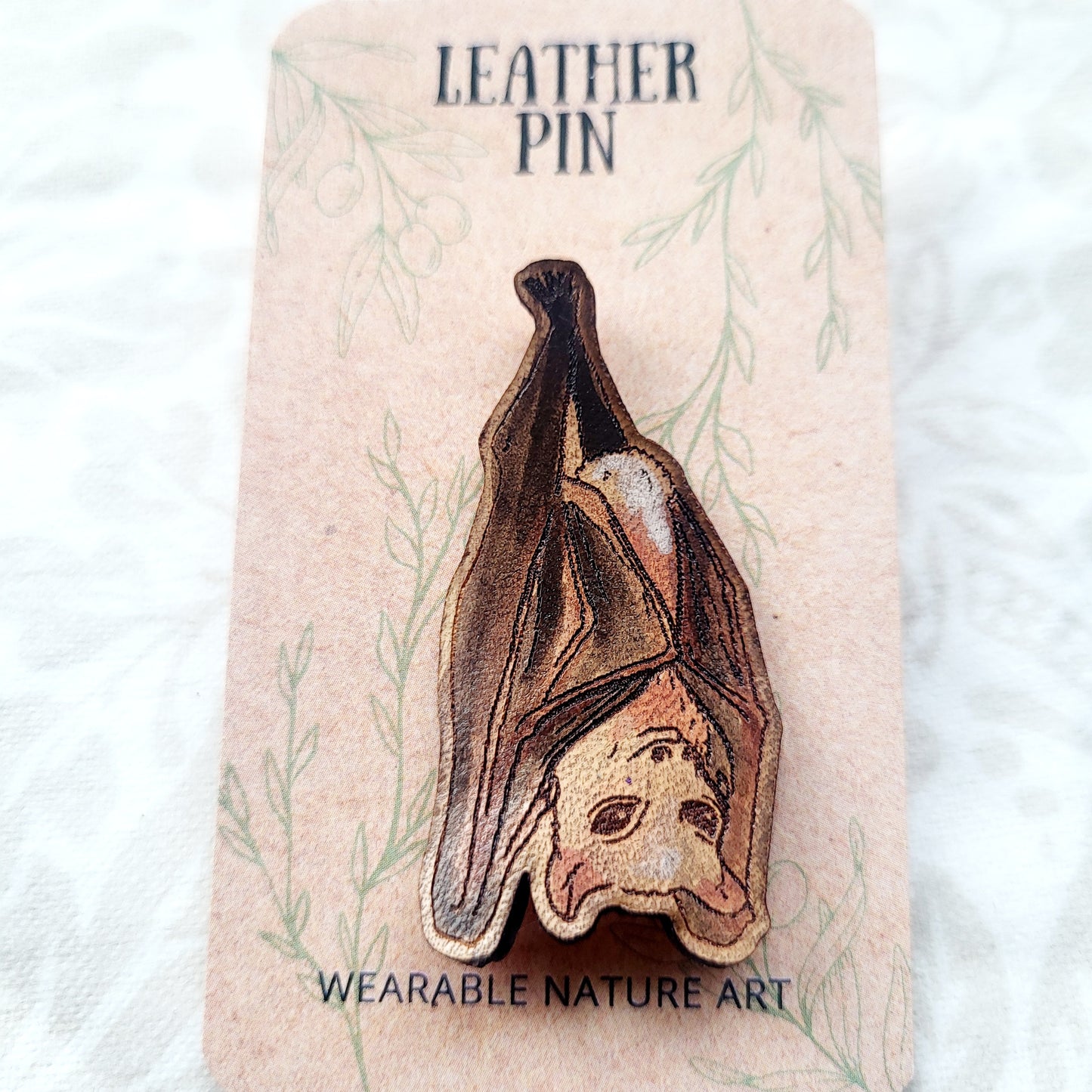 Fruit Bat Leather Nature Art Animal Pin