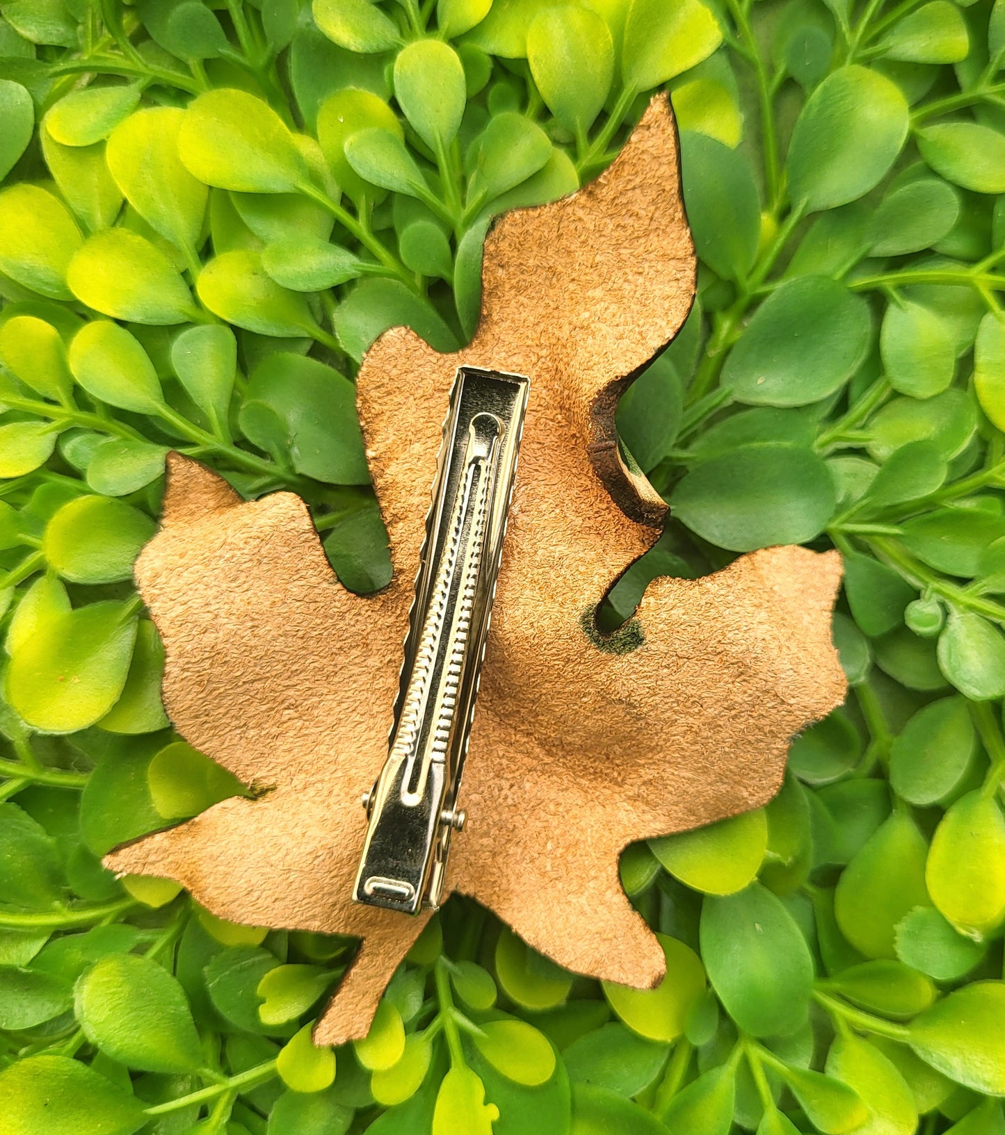Maple Leaf Leather Hair Barrette