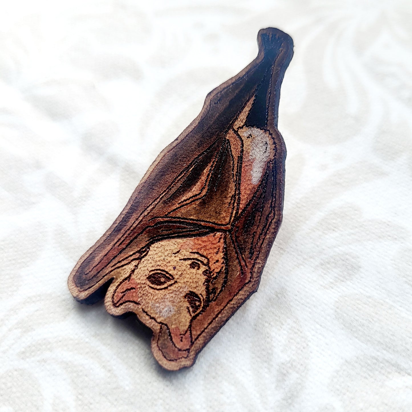 Fruit Bat Leather Nature Art Animal Pin