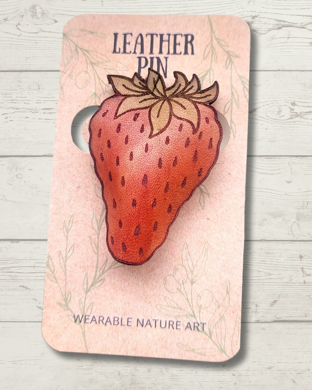 Strawberry Leather Pin