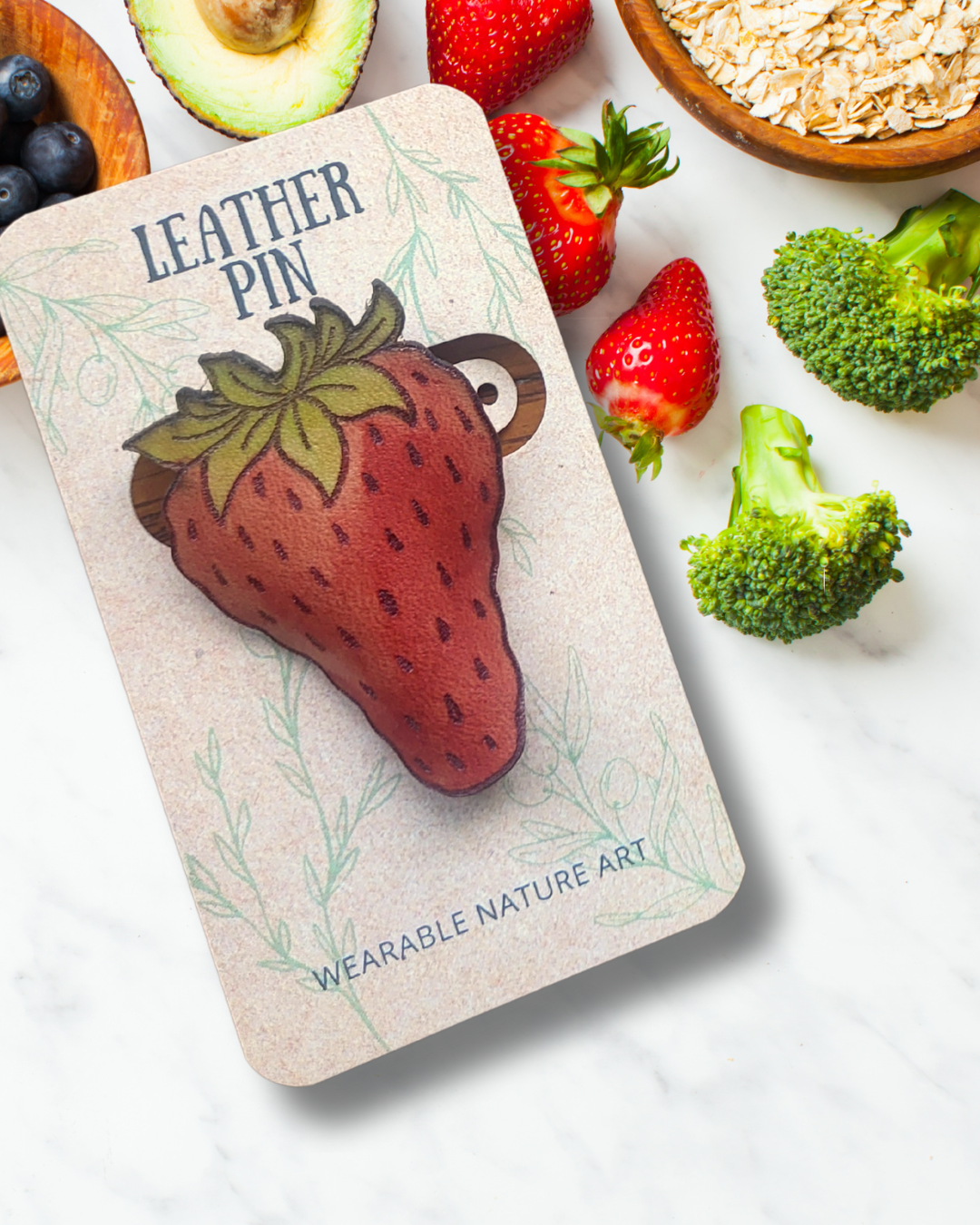 Strawberry Leather Pin
