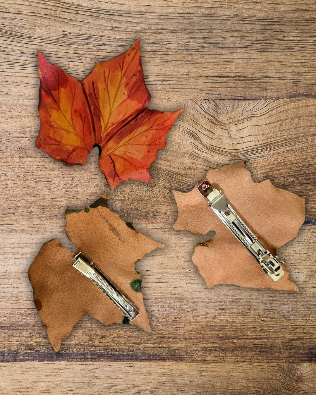 Sycamore Leaf Leather Hair Barrette