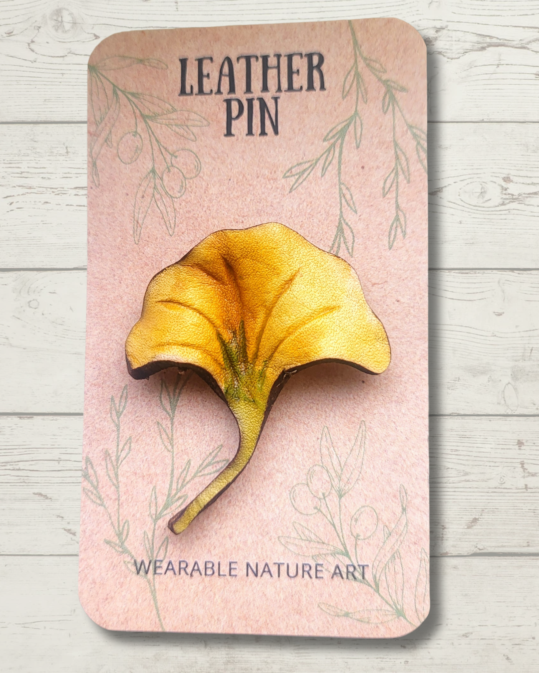 Gingko Leaf Leather Pin