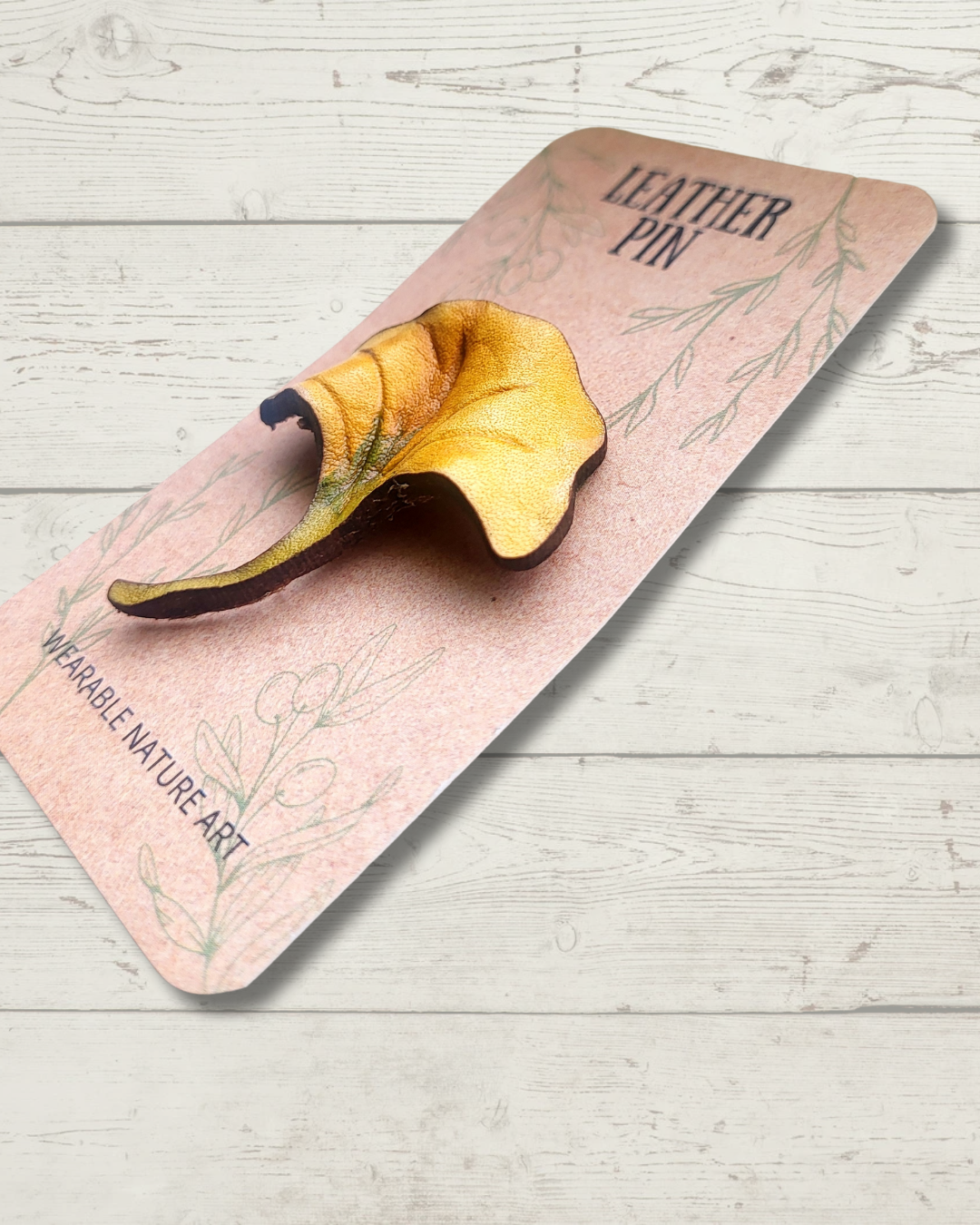 Gingko Leaf Leather Pin